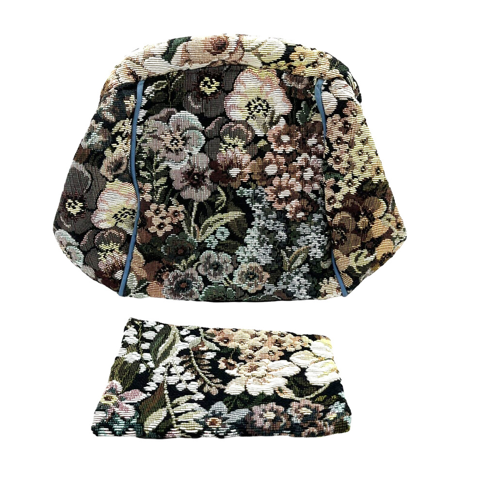 Handmade Tapestry Mini Purse Crossbody Chain Bag with Bill Card Holder Floral